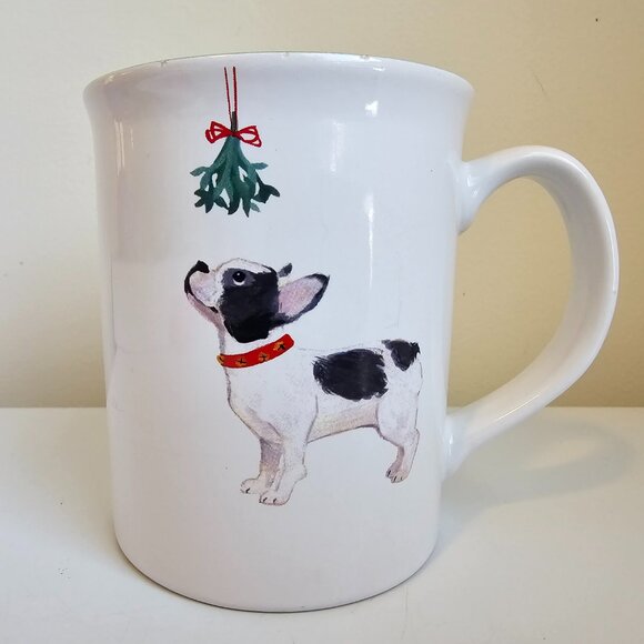 Fringe Boston Terrier Christmas Dog Coffee Mug Jingle All The Way Mistletoe - Picture 2 of 10